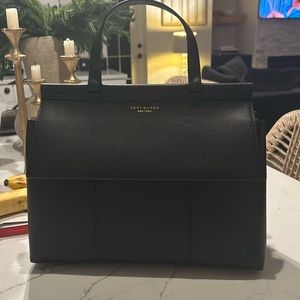 tory burch block-t satchel black new